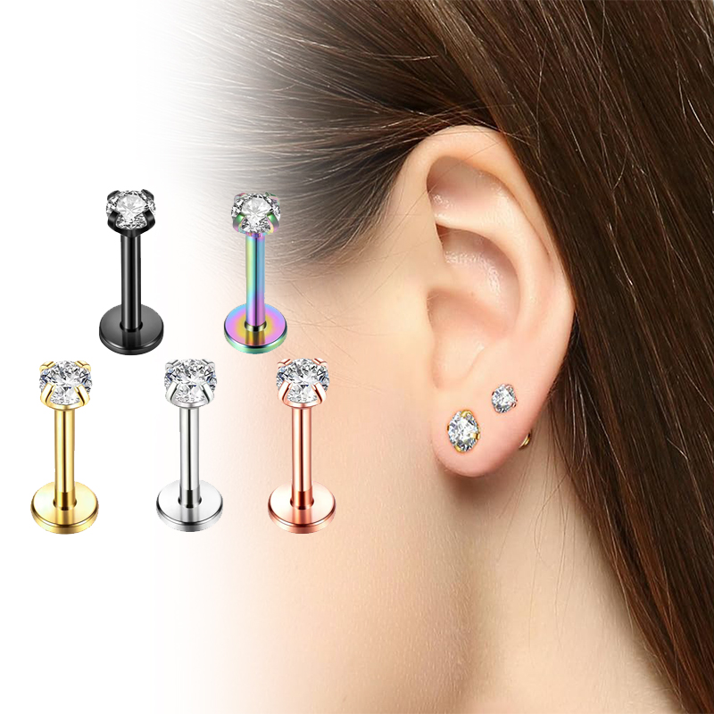 Body Jewelry Back - 16G Titan Innengewinde Flacher Rücken Kubischer
