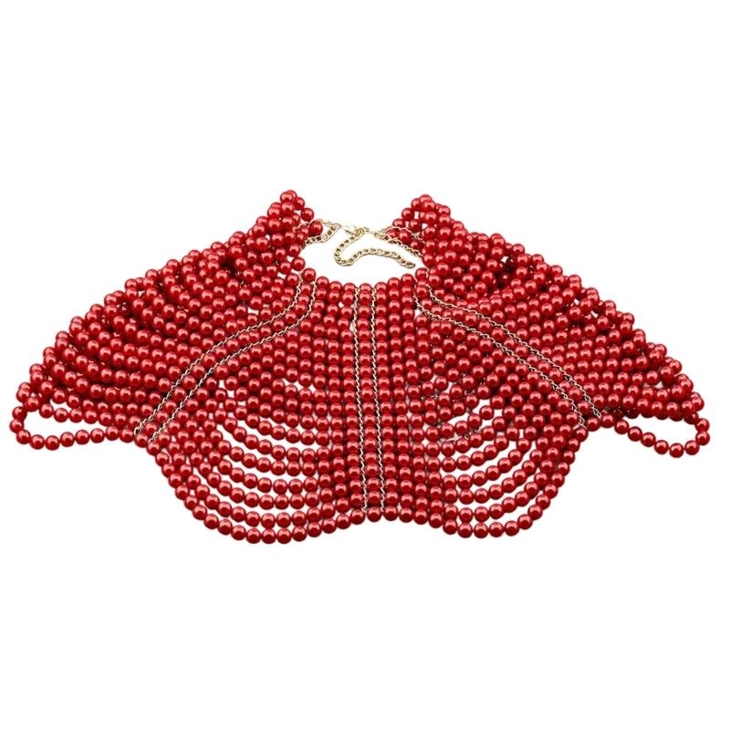 Body Jewelry For You - 49MD Eleganter Damen-Schal mit mehrlagigen Perlen,