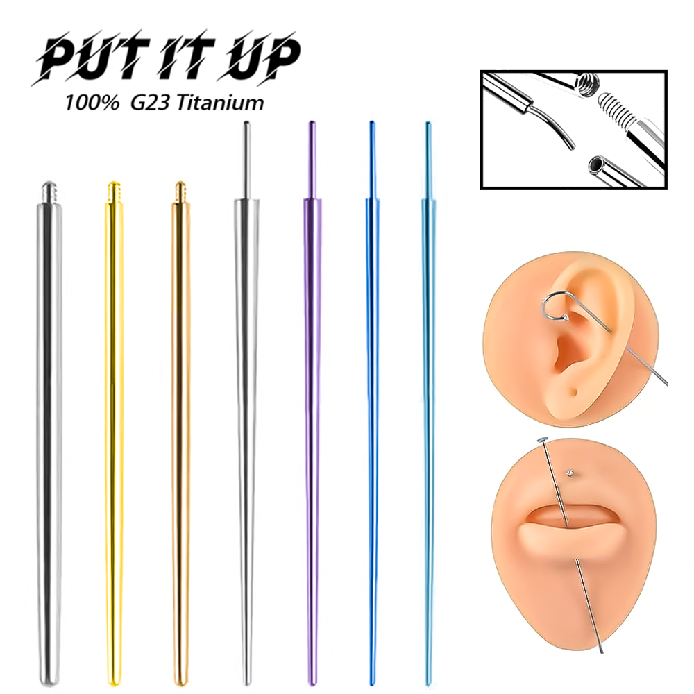 Body Jewelry Implant Grade - PUTITUP 10-teiliges Set mit F136-Ohrring-Führungsnadeln aus