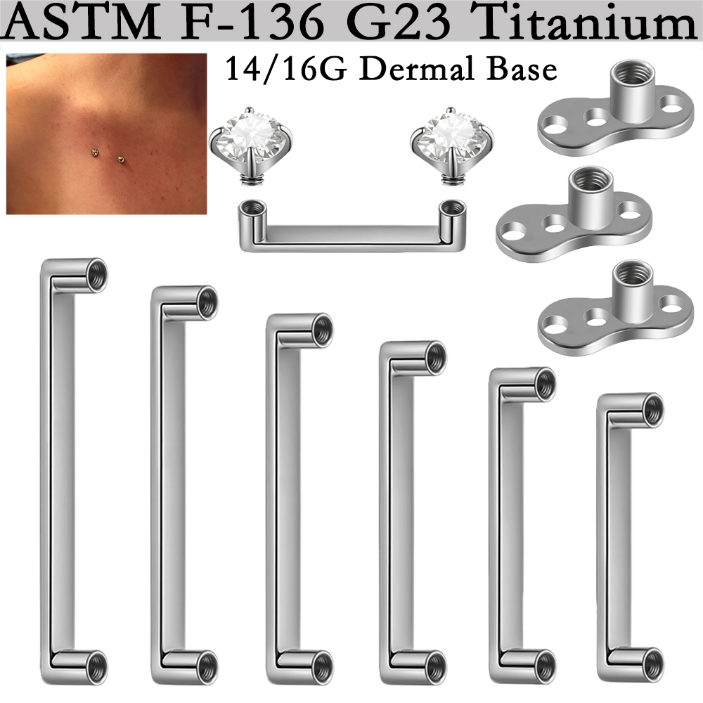 Body Jewelry Dermal - 5/1 Stück G23 Titan Oberflächen-Piercing Doppelt