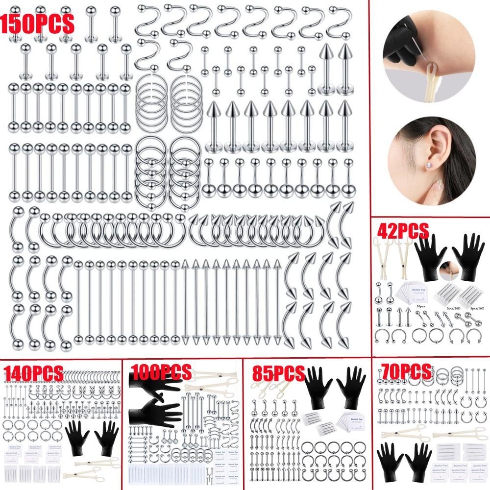 Body Jewelry Tattoo - 150/140/85/70/42-teiliges Körperpiercing-Set Schmuckwerkzeug Bauch Zunge Augenbraue