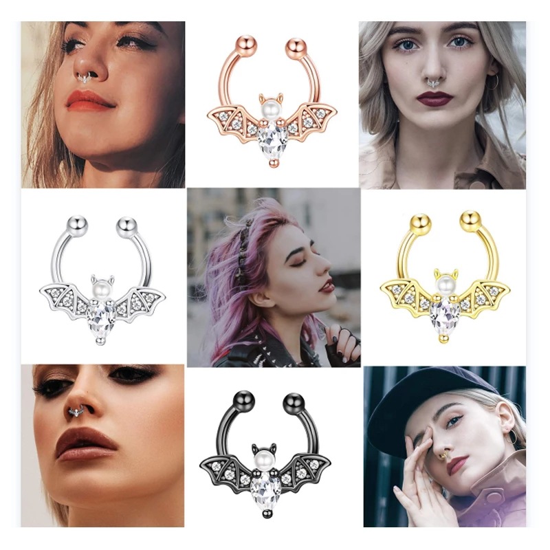 Body Jewelry Universe - Halloween Dark Edelstahl Nasenstecker Fledermaus Nasenring
