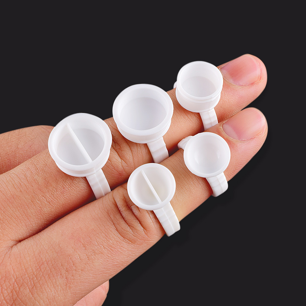Body Jewelry Tattoo - Einweg 100 Stück Kunststoff-Pigmentring für Augenbrauen-Permanent-Make-up,