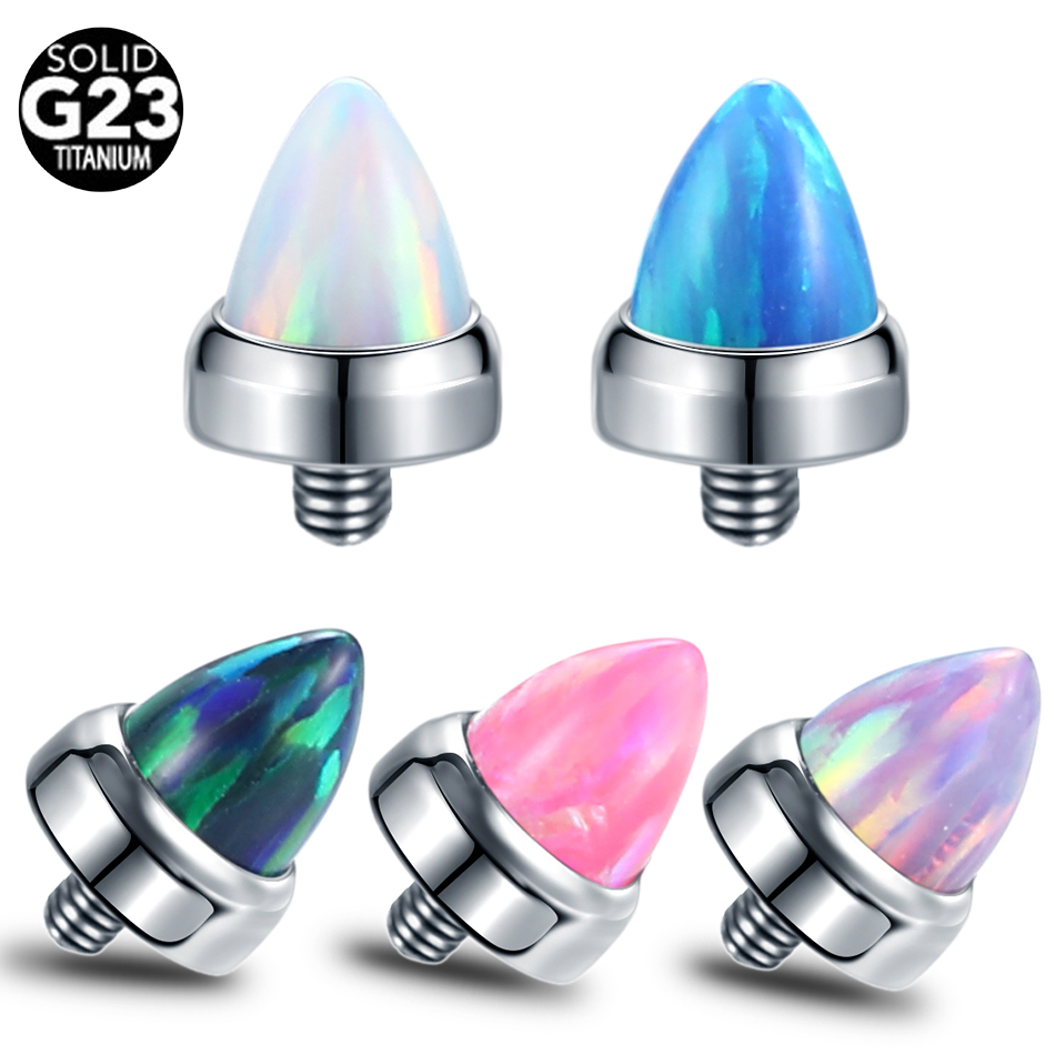 Body Jewelry Dermal - 1PC Titan Klaue Set Opal Bullet