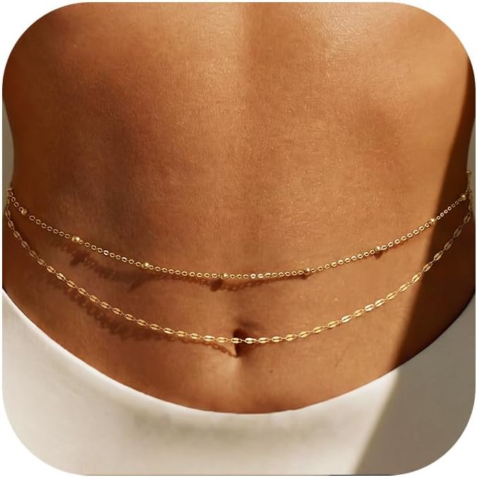 Body Jewelry Ends - 14K Vergoldete Taillenkette für Damen, Mehrschichtige
