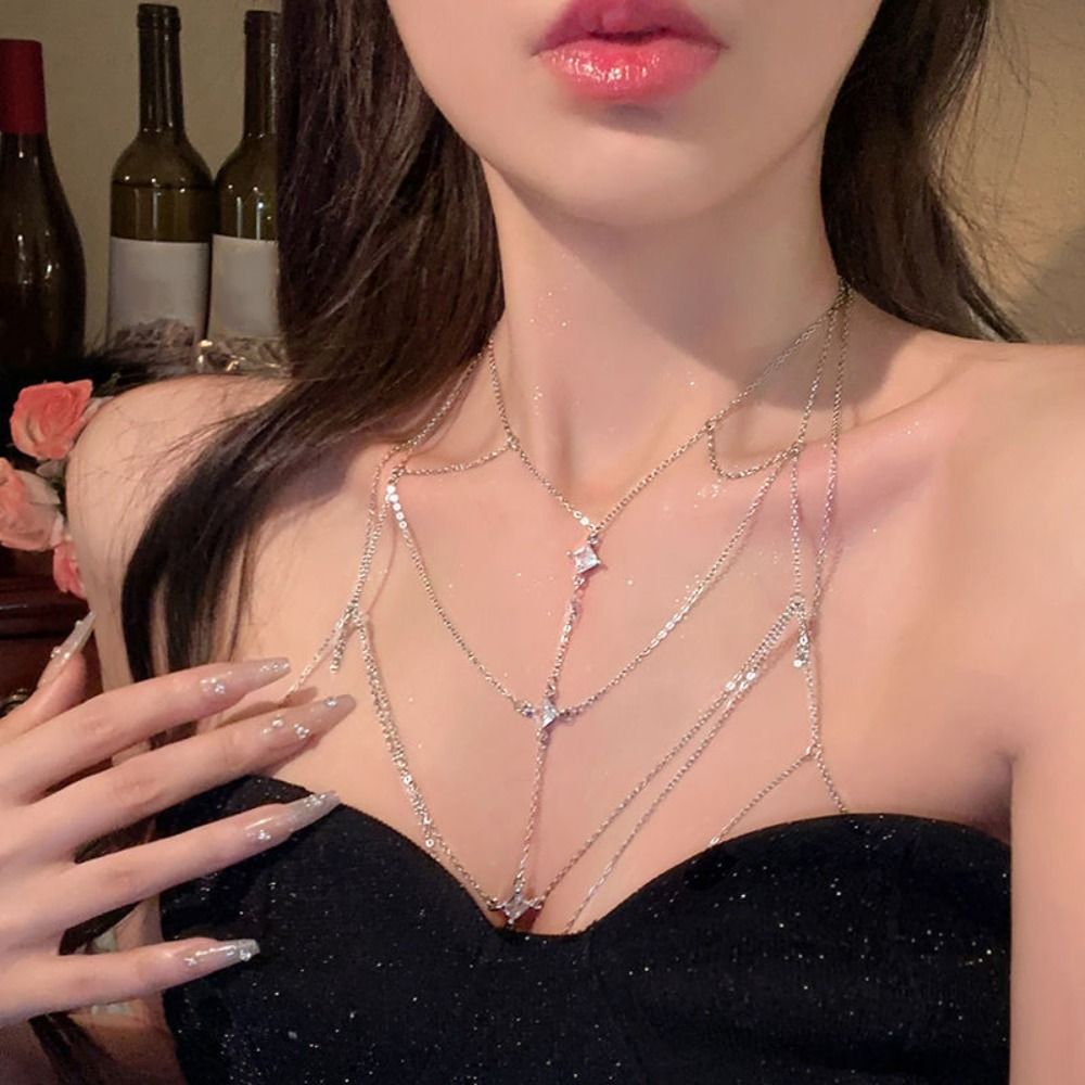 Glitzernde Strass-Brustkette,  – Body Jewelry Unique Bewertung und Preis