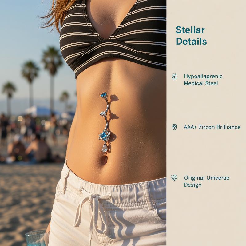 Glänzende Zirkon-Hänge-Bauchna – Body Jewelry Universe Bewertung und Preis