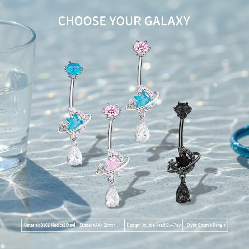 Glänzende Zirkon-Hänge-Bauchna – Body Jewelry Universe Bewertung und Preis