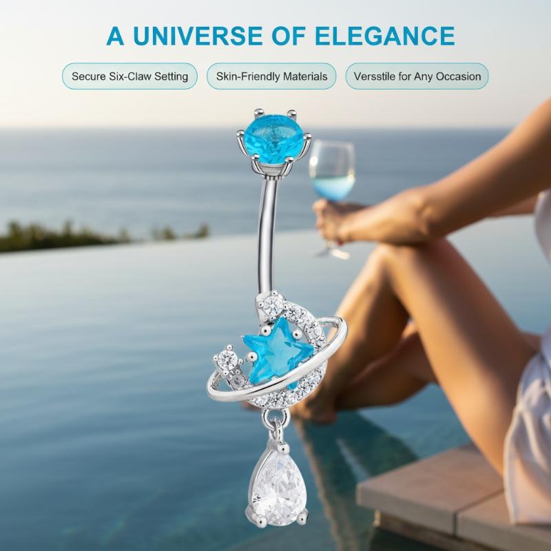 Glänzende Zirkon-Hänge-Bauchna – Body Jewelry Universe Bewertung und Preis